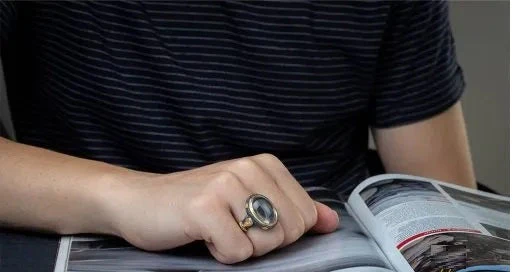 Dur Al Najaf Gold Plated Oxidized Silver Ring - Image 5
