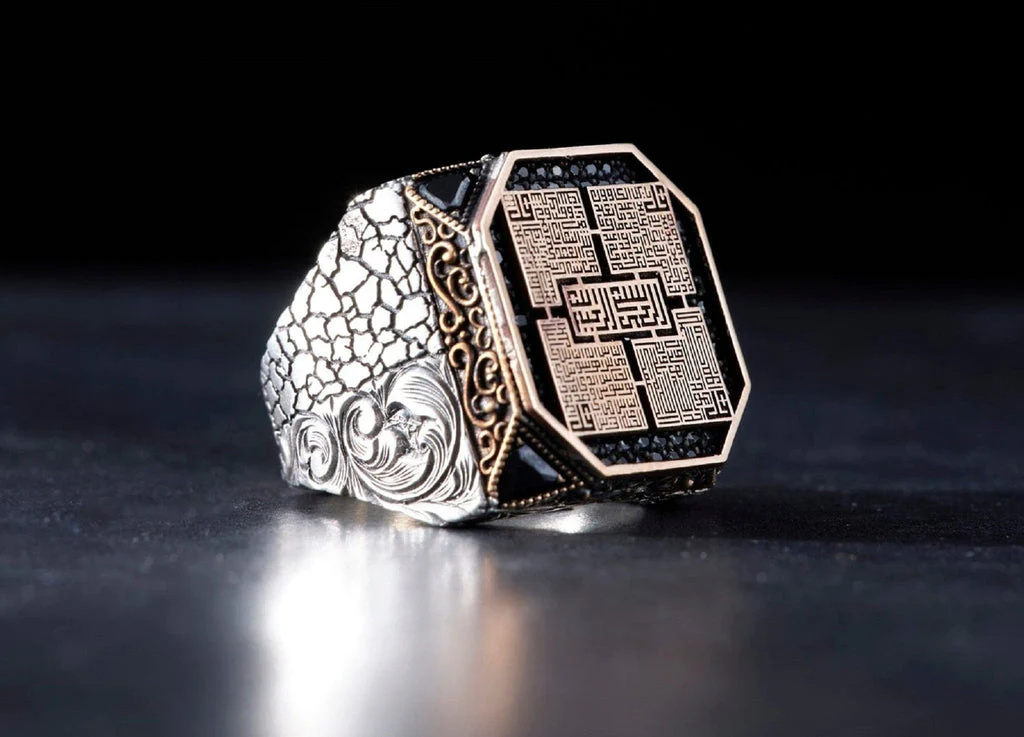 Blue Quartz Rectangle Ornamented Silver Ring is made of 925 sterling silver