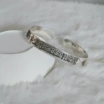 Handmade 925 Sterling Silver Arabic Cuff Bracelet: Islamic Religious Gift