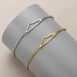 Palestine Map Bracelet: Stainless Steel Arabic Jewelry