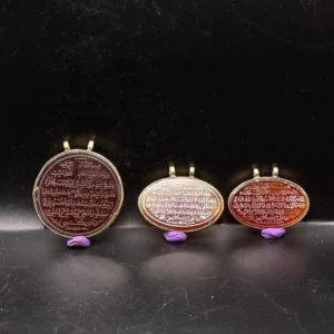 Ancient Carnelian Islamic Calligraphy Seal Stone Amulet Pendants (Set of 3)