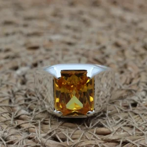 Handmade Citrine Sterling Silver Ring: Ottoman Style Mens Jewelry