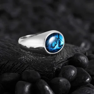 Men Silver Pearl Pinky Minimal Ring, Valentine's Day Gift, 925k Sterling Silver Natural Gemstone Jewelry
