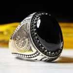 Islamic 925K Sterling Silver Men's Ring: Black Onyx Turkish Jewelry