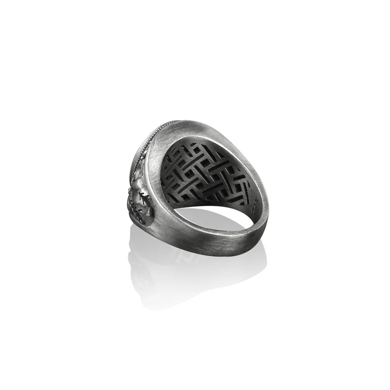 Archangel saint Michael silver men ring, Archangel black onyx men's ring, St micheal signet Ring - Image 5