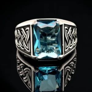 Silver Aquamarine Stone Ring , Minimal Aquamarine Ring , Modern Blue Aquamarine Stone Ring