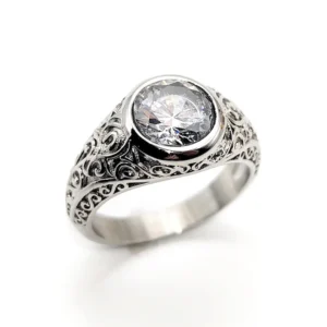Mens Ring - Silver Diamond Signet Ring For Men - Mens Pinky Ring - Mens Jewelry