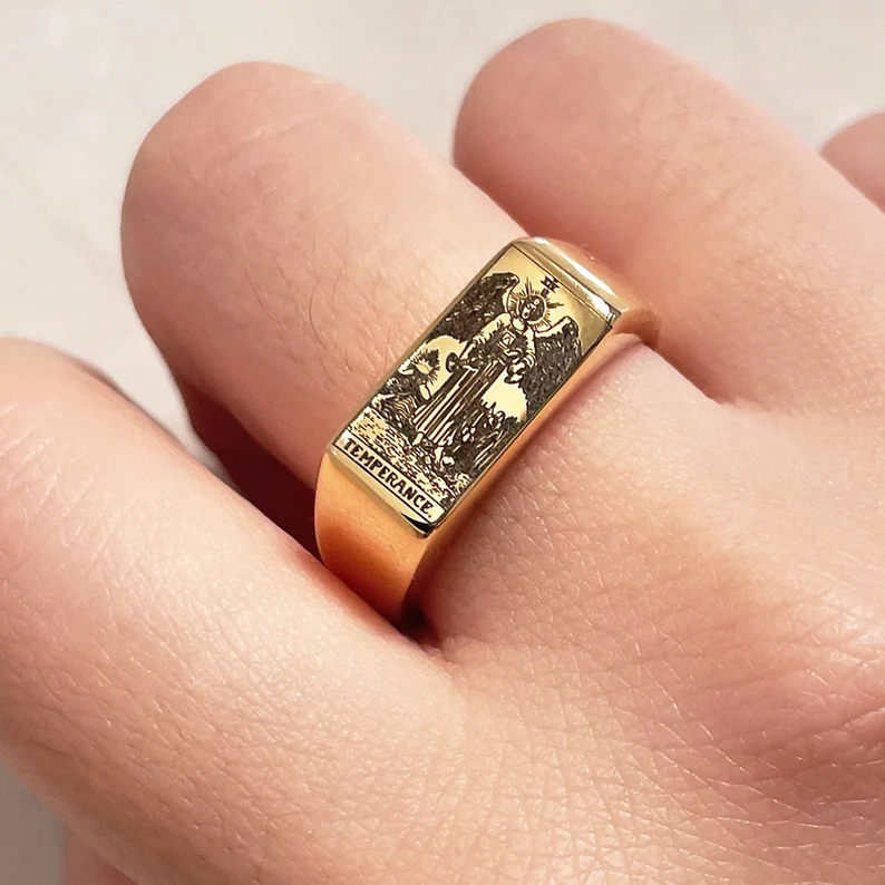 Custom Tarot Card Ring, Silver Statement Rings The Empress, High Priestess, Witch Ring - Image 5