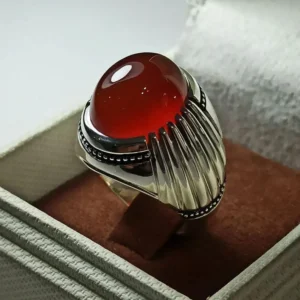 Oval Shape Natural Red Agate 925 Sterling Silver Handmade Men Ring Red Aqeeq Men Ring Gift, Red Agate Ring, Gift for him