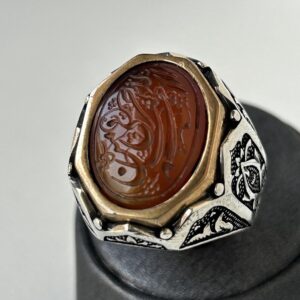 Handcrafted Sterling Silver Men's Ring: Red Agate