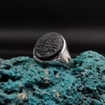 Unique Handmade Silver Men's Ring with carved Bismillâhirrahmanirrahim written on Agate Stone, Muslim Ring