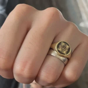 Sterling Silver Family Crest Signet Ring: Personalized Coat of Arms