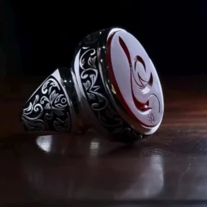 Brown Agate engraver ring Mens Ring: Handmade Yameni Aqeeq 925 Sterling Silver