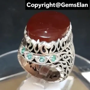 Original Xmas Oval Red Agate Ring 925 Sterling Silver Handmade Yemen Agate Gift for Her – Natural Stone Yemen Yamani Yamni Akik Haqeeq Ring