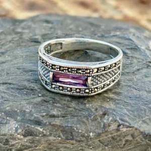 Men Silver Amethyst Signet Ring, Handmade Amethyst Ring, Purple Gemstone Men Ring, Handmade Silver Ring
