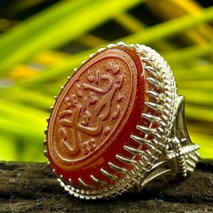 Silver Agate Ring | Ya Jabbar Engraved Islamic Ring | Arabic Calligraphy Ring | Spiritual Jewelry for Men | Gifts for him | Healing Gems
