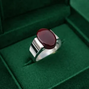 Red Yemeni Agate Sterling Silver Ring: Handmade Mens Agate ring