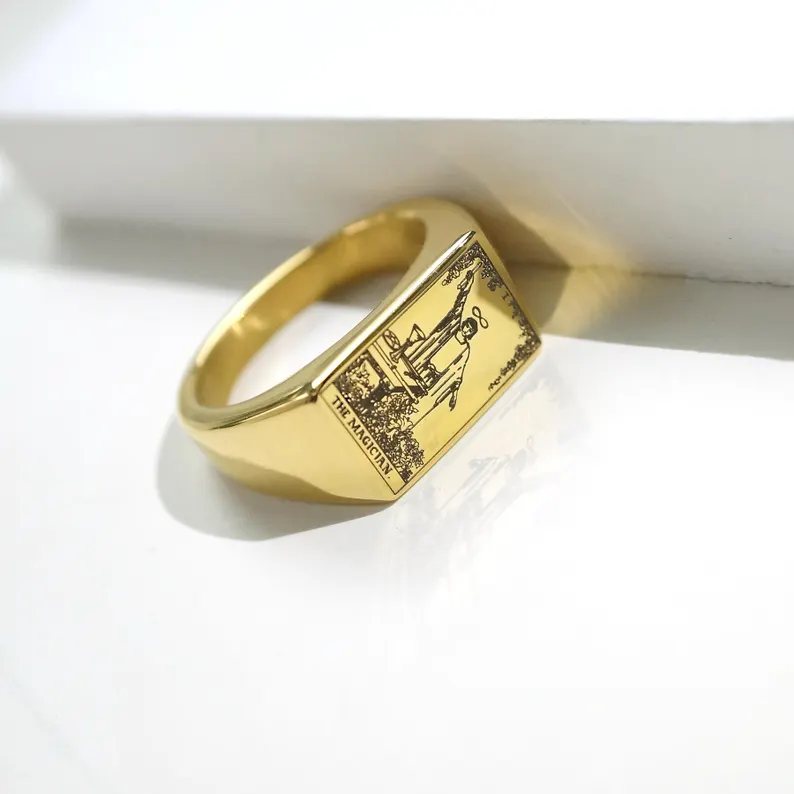 Custom Tarot Card Ring, Silver Statement Rings The Empress, High Priestess, Witch Ring - Image 2