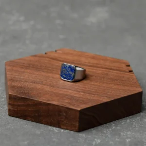 Lapis Lazuli Silver Signet Ring, Personalized Engraved (Unisex)