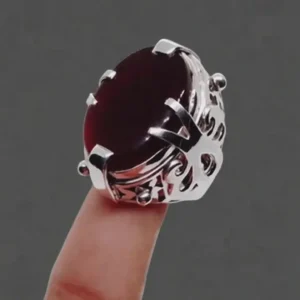 Mens Dark Red Agate ring 925 Sterling silver Gift for him