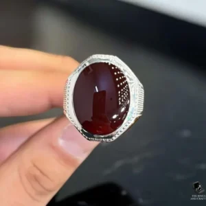 Vintage Red Aqeeq Ring Mens 925 Silver Handmade Unique Jewelry Gift for Him Classic Statement Ring Design